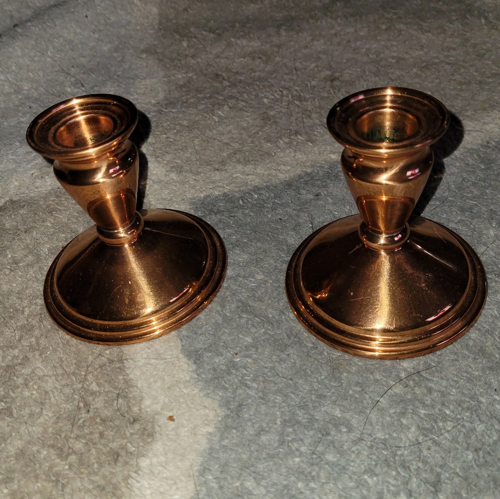 VINTAGE Set of 2 CopperCraft Guild Candle Holders Taunton Massachusetts USA